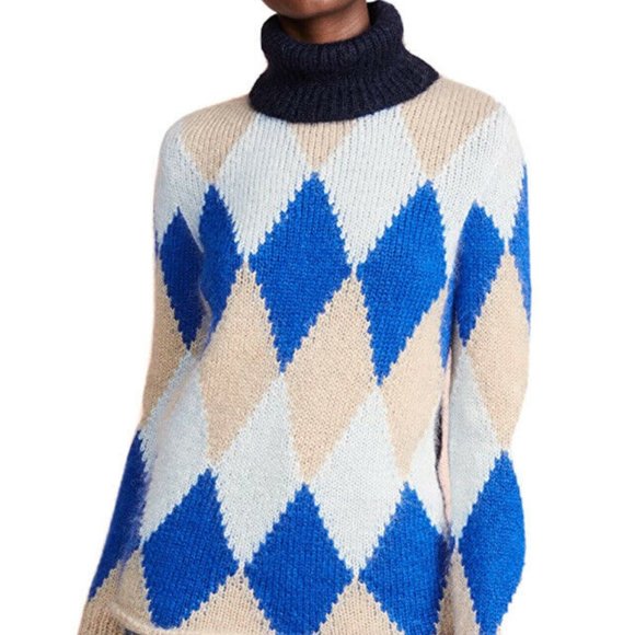 Tory Burch Women's Libby Argyle Turtleneck Sweater - Picture 2 of 6